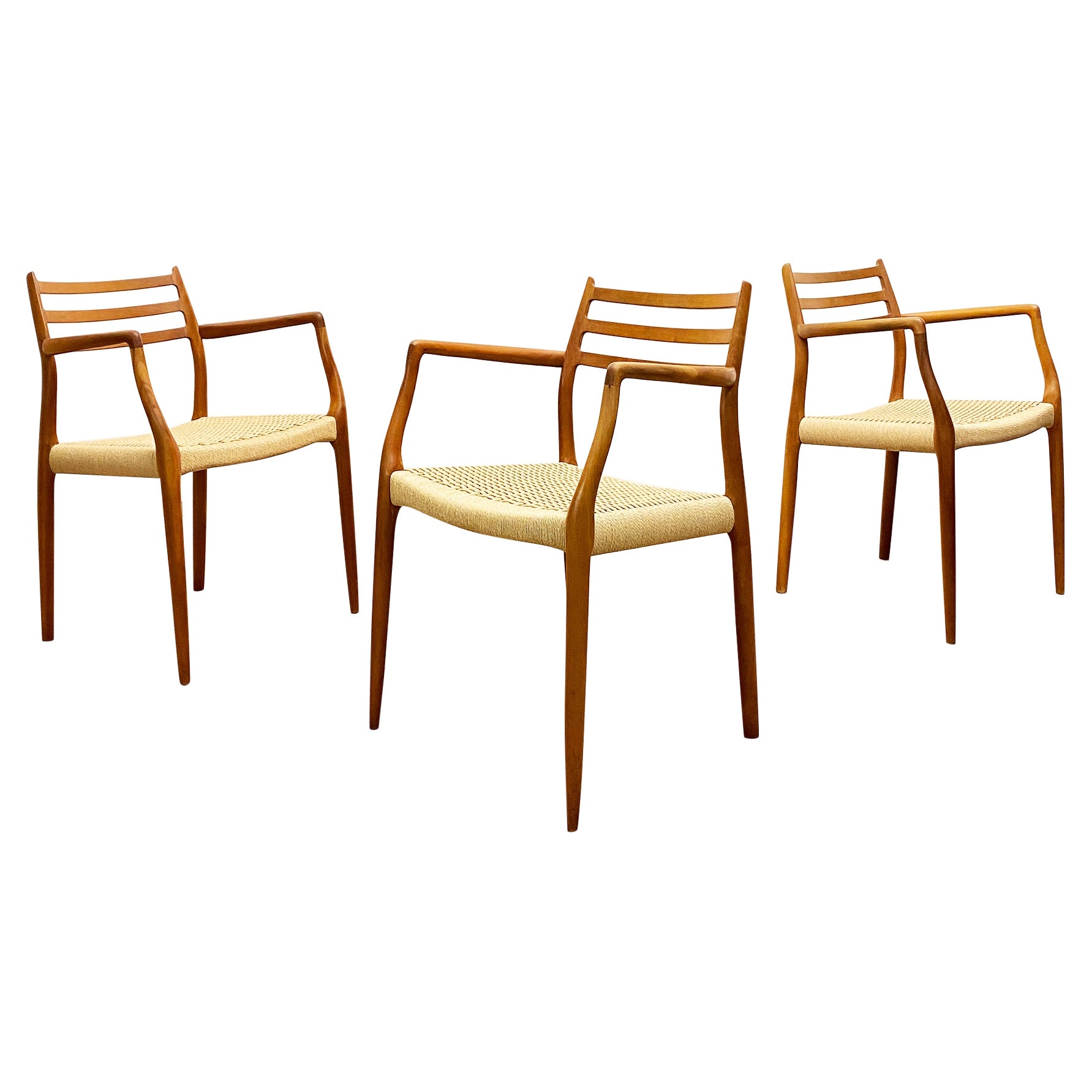 3 Mid-Century Teak Dining Chairs #62 by Niels O. Møller for J. L. Moller