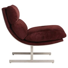 Century Kipp Stewart for Directional Suede and Chrome Arc Lounge Chair