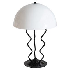 Memphis Style Metal Squiggle Table Lamp with Acrylic Dome Shade