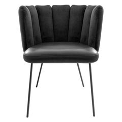 In Stock in Los Angeles, Black Gaia Velvet Dining Chair, '7-Back'