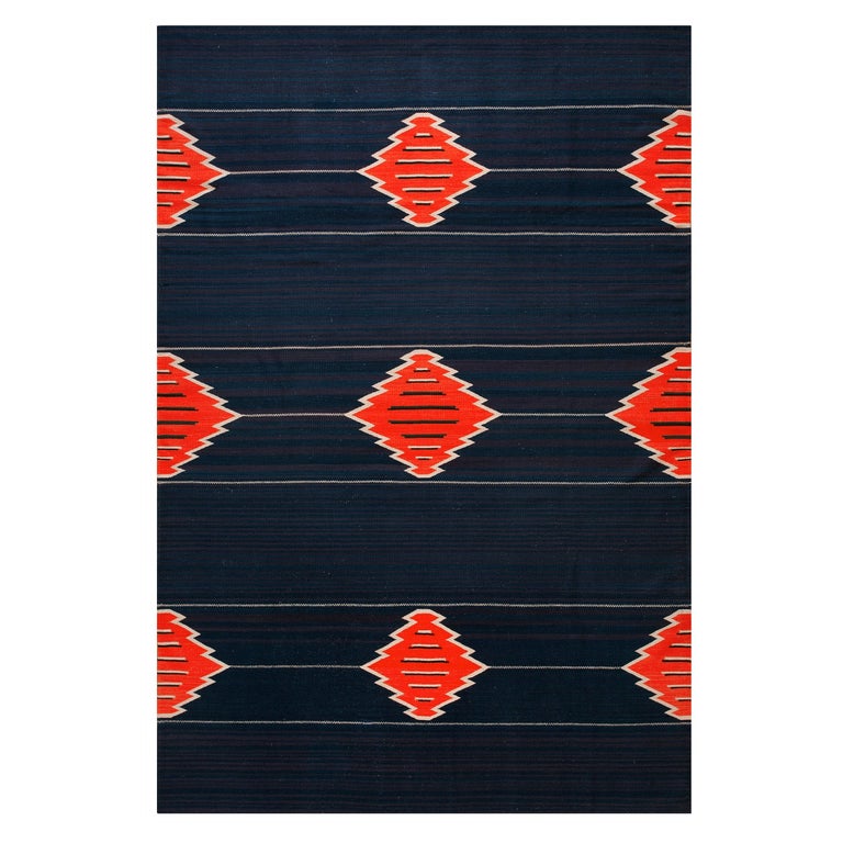 Mid Century Mexican Zapotec Flat Weave ( 6'4" x 9'6" - 193 x 289 cm ) For Sale