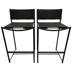 Giandomenico Belotti Black Postmodern Leather 164 Stools for Alias, a Pair