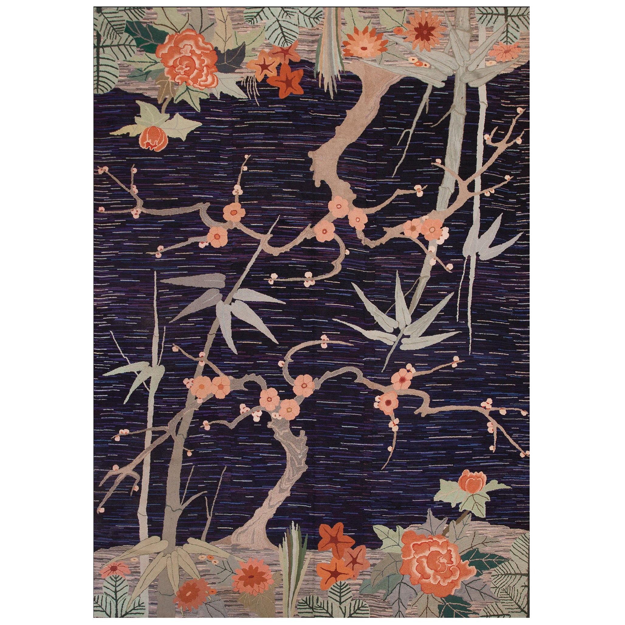 1930s American Hooked Rug in Art Deco Style ( 8'10'' x 12' - 270 x 365 ) For Sale