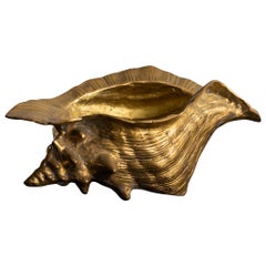 Large Brass Conch Shell Planter Catchall by Rosenthal Netter