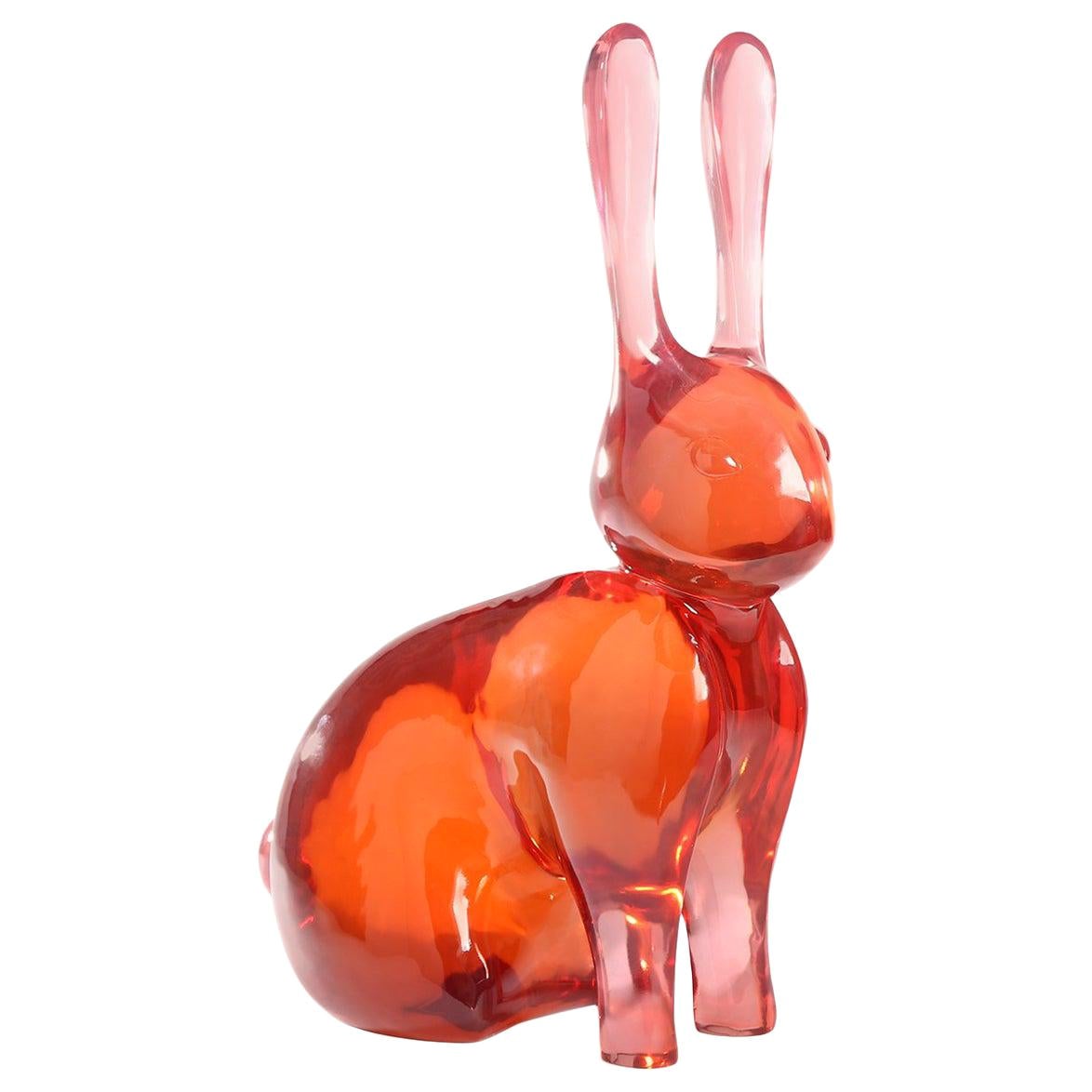 Giant Rabbit Sculpture in Red Lucite