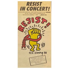 Vintage Keith Haring Resist in Concert 1988 'announcement'