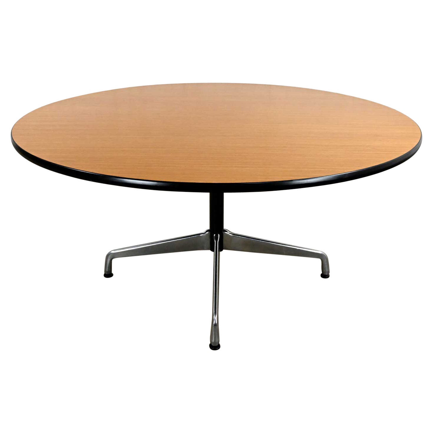 Eames Herman Miller Natural Oak Round Top Table Black & Alum Universal Base