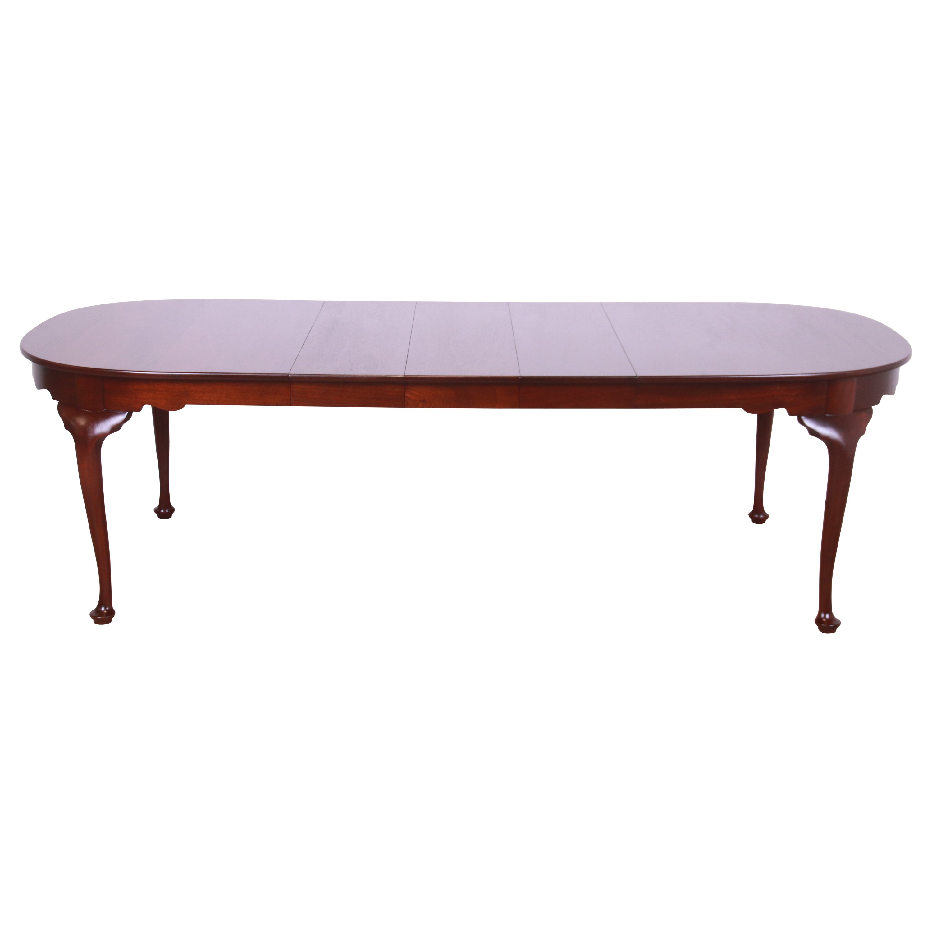 Henkel Harris Queen Anne Solid Mahogany Extension Dining Table, Newly Refinished