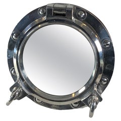 Vintage Aluminum Ship's Porthole Mirror