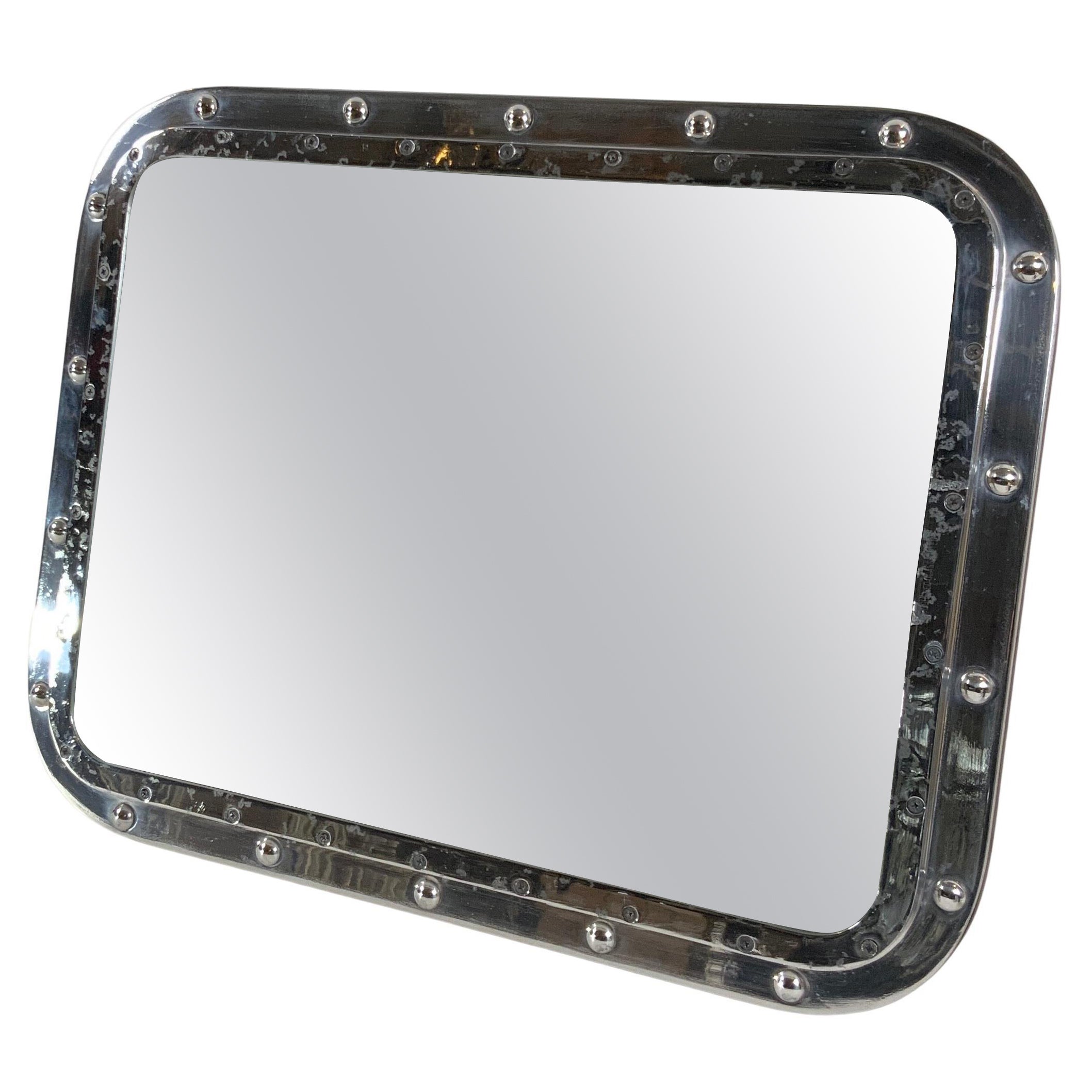 Rectangular Aluminum Ship's Porthole Mirror For Sale