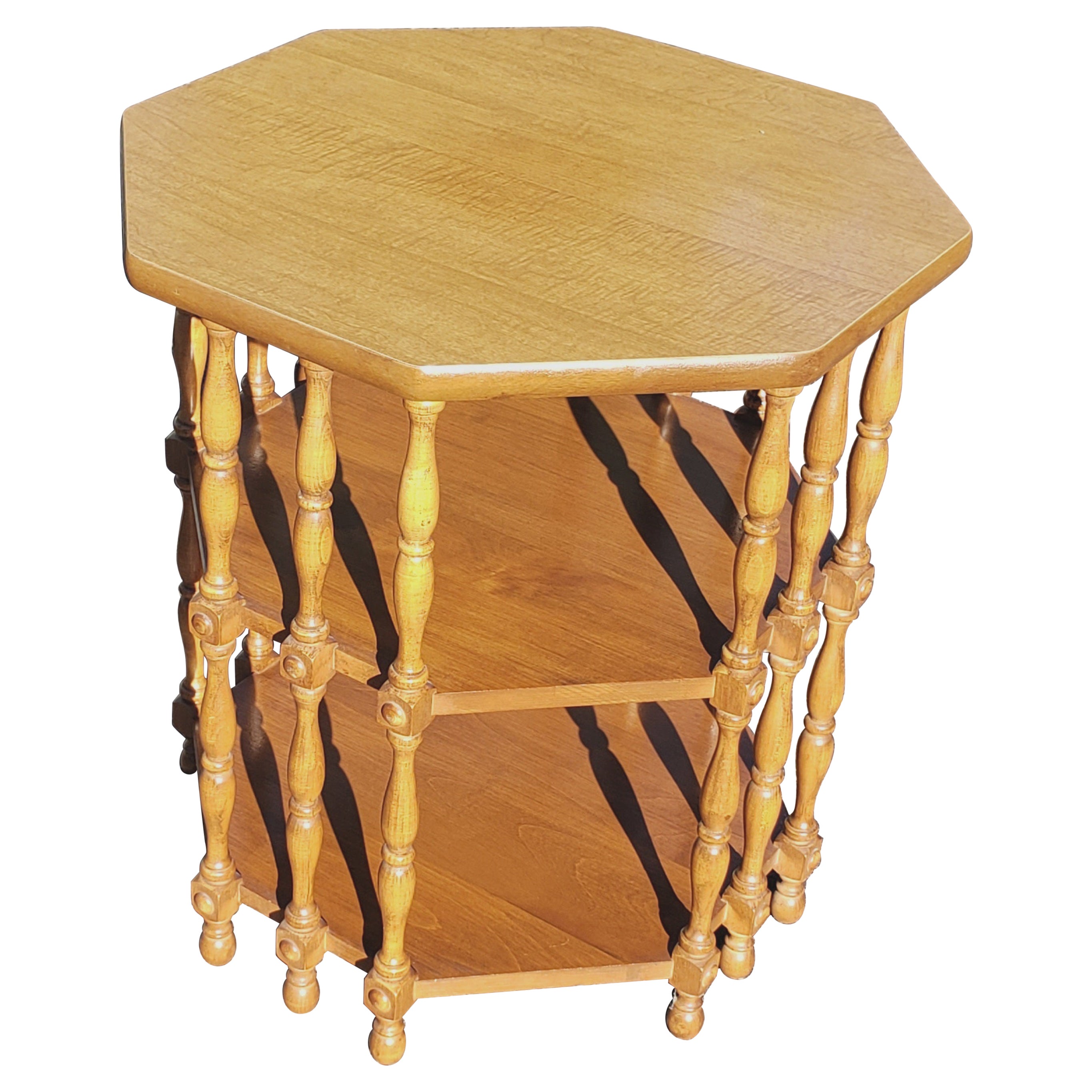Pennsylvania House Vintage 3 Tier Solid Maple Octagonal Side Table, Circa 1970s For Sale
