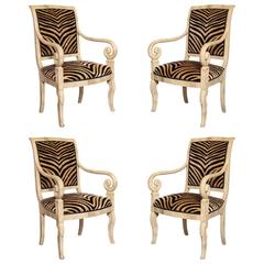 Set of Four Faux Parchment Lacquered Armchairs 5