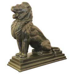 Art Deco Bronze Animal Lion Sculpture