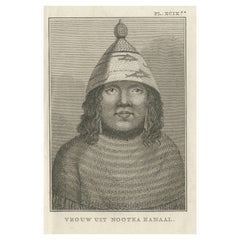 Antique Print of a Canadian Native from Nootka Channel, Canada, 1803