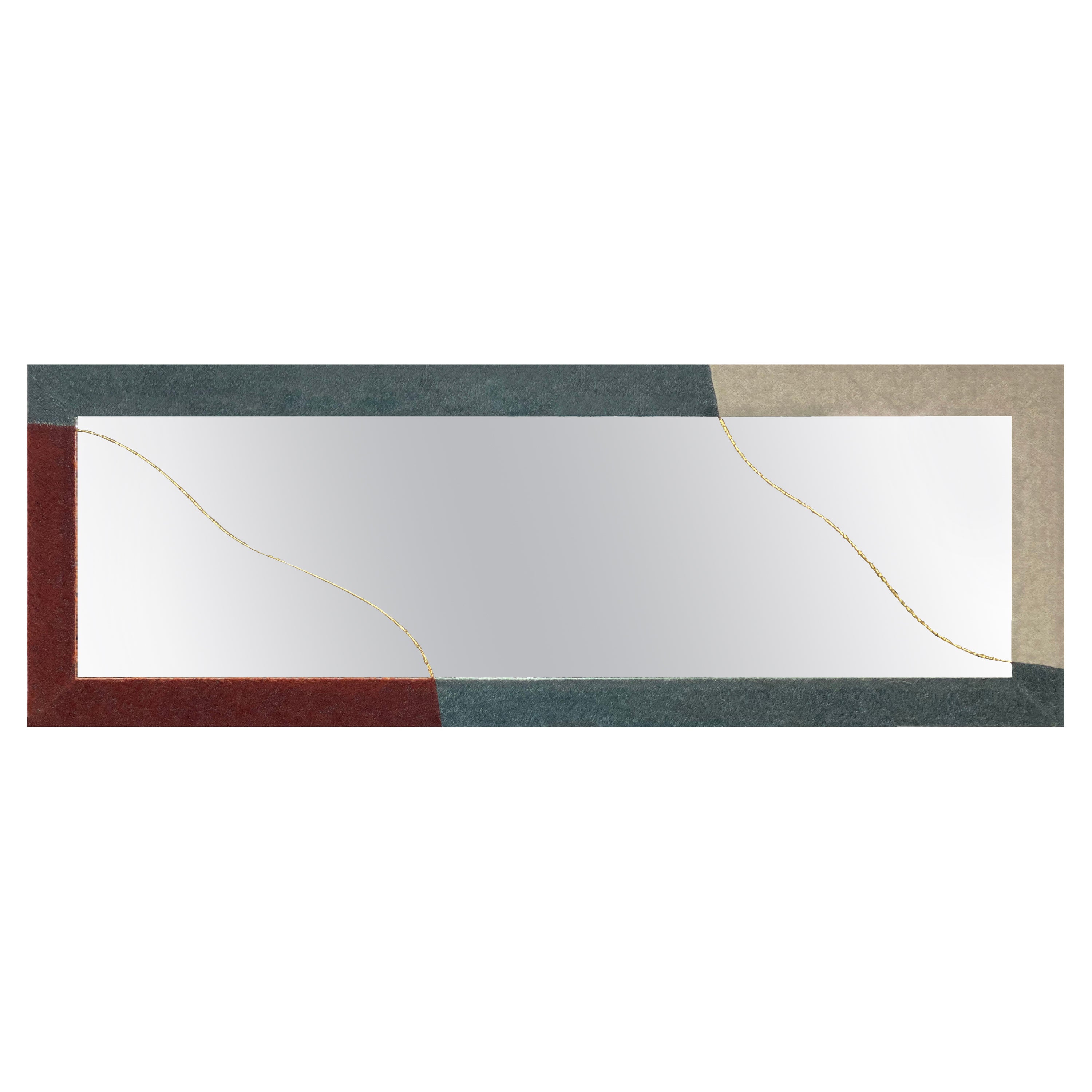 Divine Mirror with Upholstered Frame in Yeti Mohair For Sale