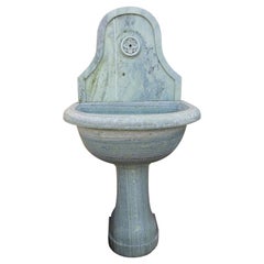 1990s Classical Hand Carved Green Serpentine Marble Wall Fountain