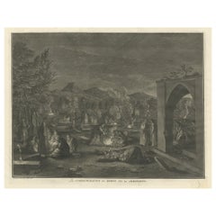 Rare imprimé religieux ancien représentant la mort des chrétiens arméniens, 1730