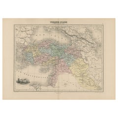 Antike Karte über die Claims des osmanischen Empire aus der Mitte des 19. Jahrhunderts, 1884