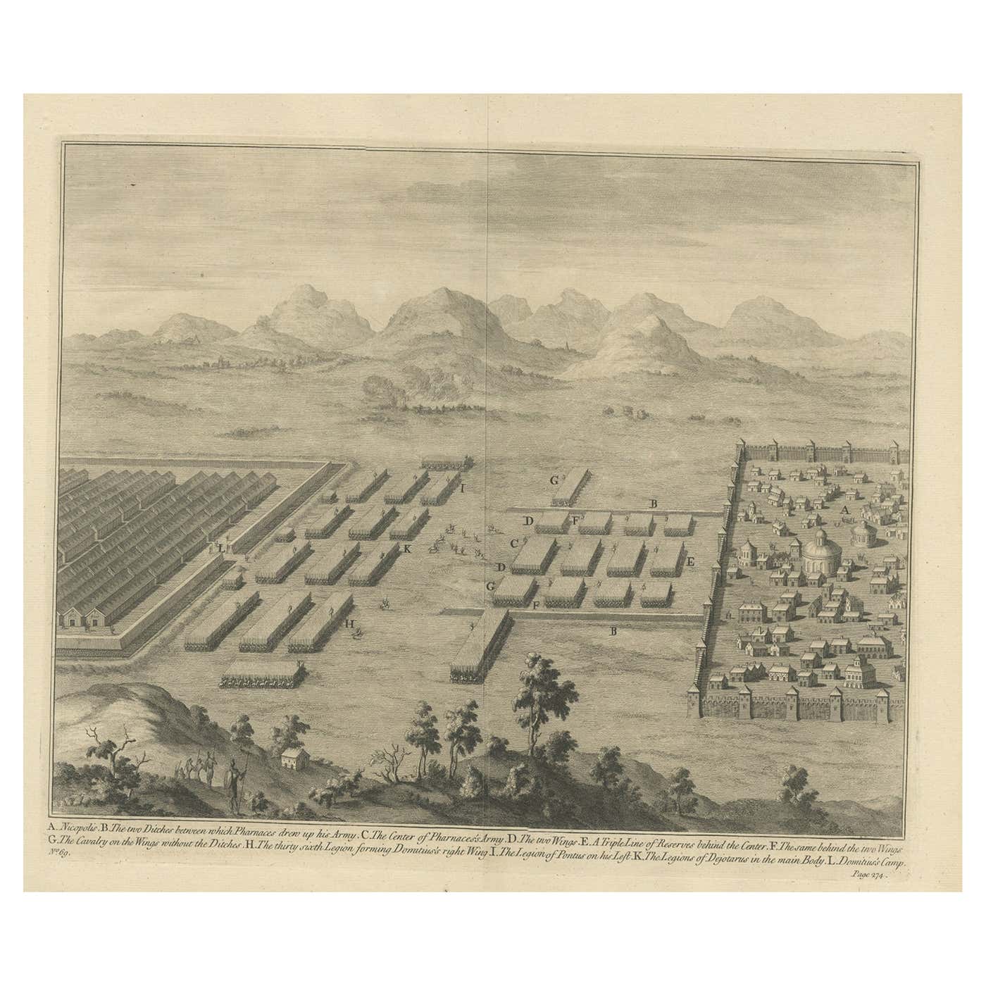 Antique Copper Engraved Battle Map of Nicopolis, Armenia, ca.1753 at ...