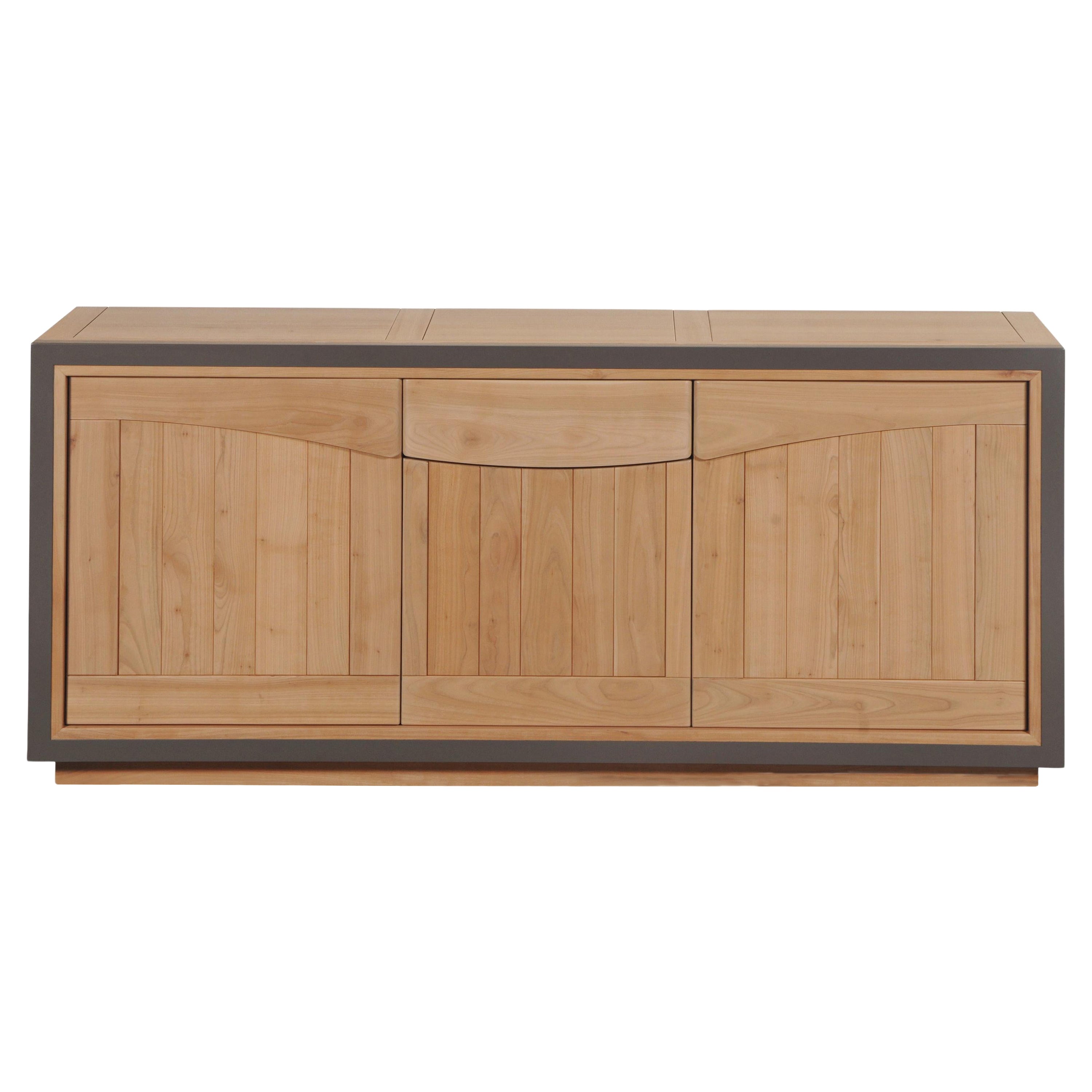 Contemporary Sideboard in Cherry, 3 Doors and 1 Drawer, 100% Made in France