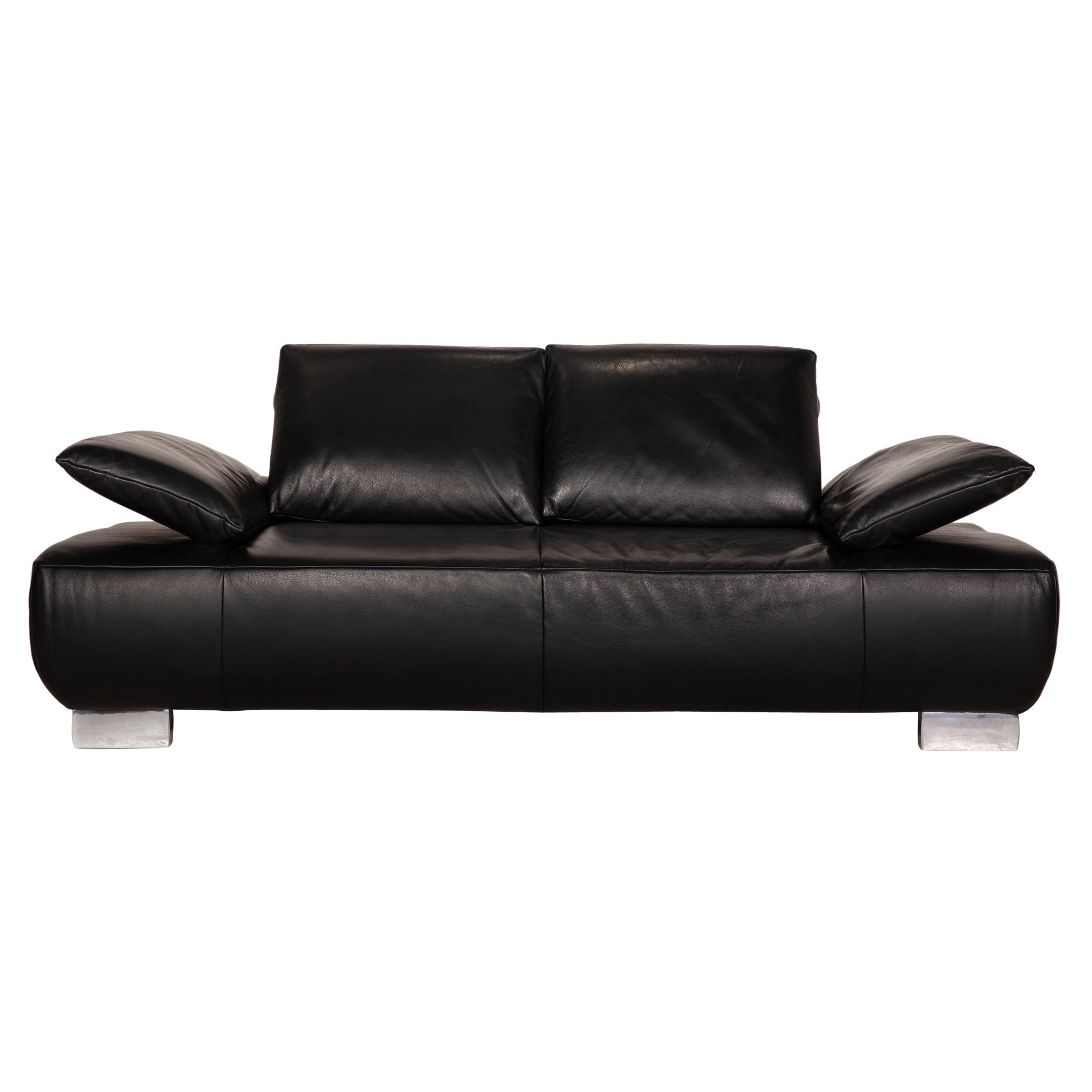 Koinor Volare Leather Sofa Black Two Seater Couch Function For Sale