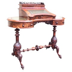 Burr Walnut Kidney Shaped Antique Desk