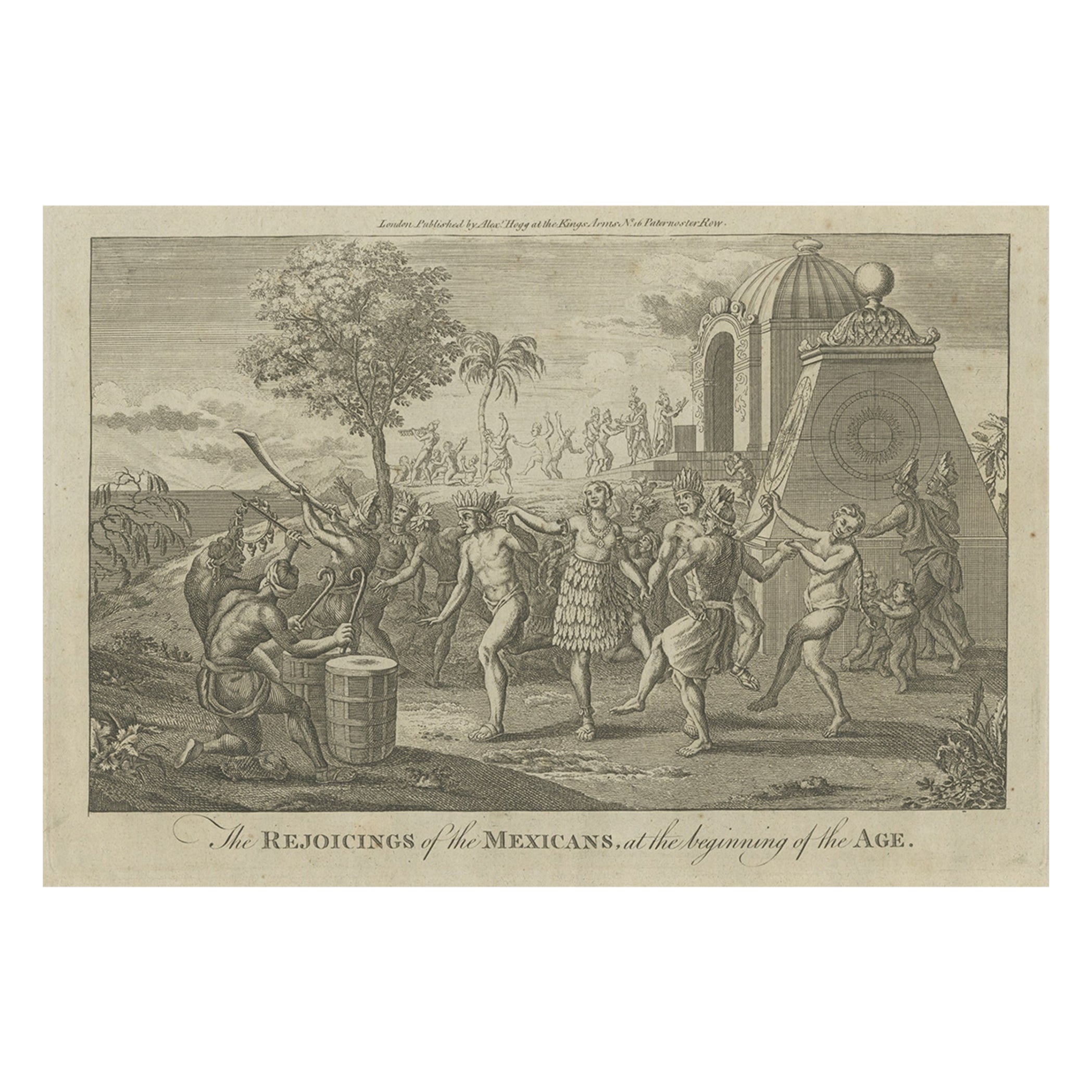 Old Print of Mexicans Showing the Rejoicings at the Beginning of the Age, 1778 For Sale