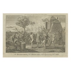 Antique Old Print of Mexicans Showing the Rejoicings at the Beginning of the Age, 1778