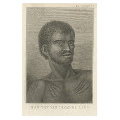 Antiker Druck eines einheimischen Aborigines aus Van Dieman's Land, Australien, 1803