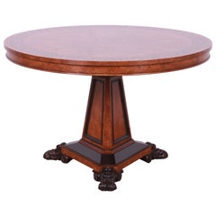 Baker Furniture Stately Homes Regency Burl Wood and Ebonized Center Table