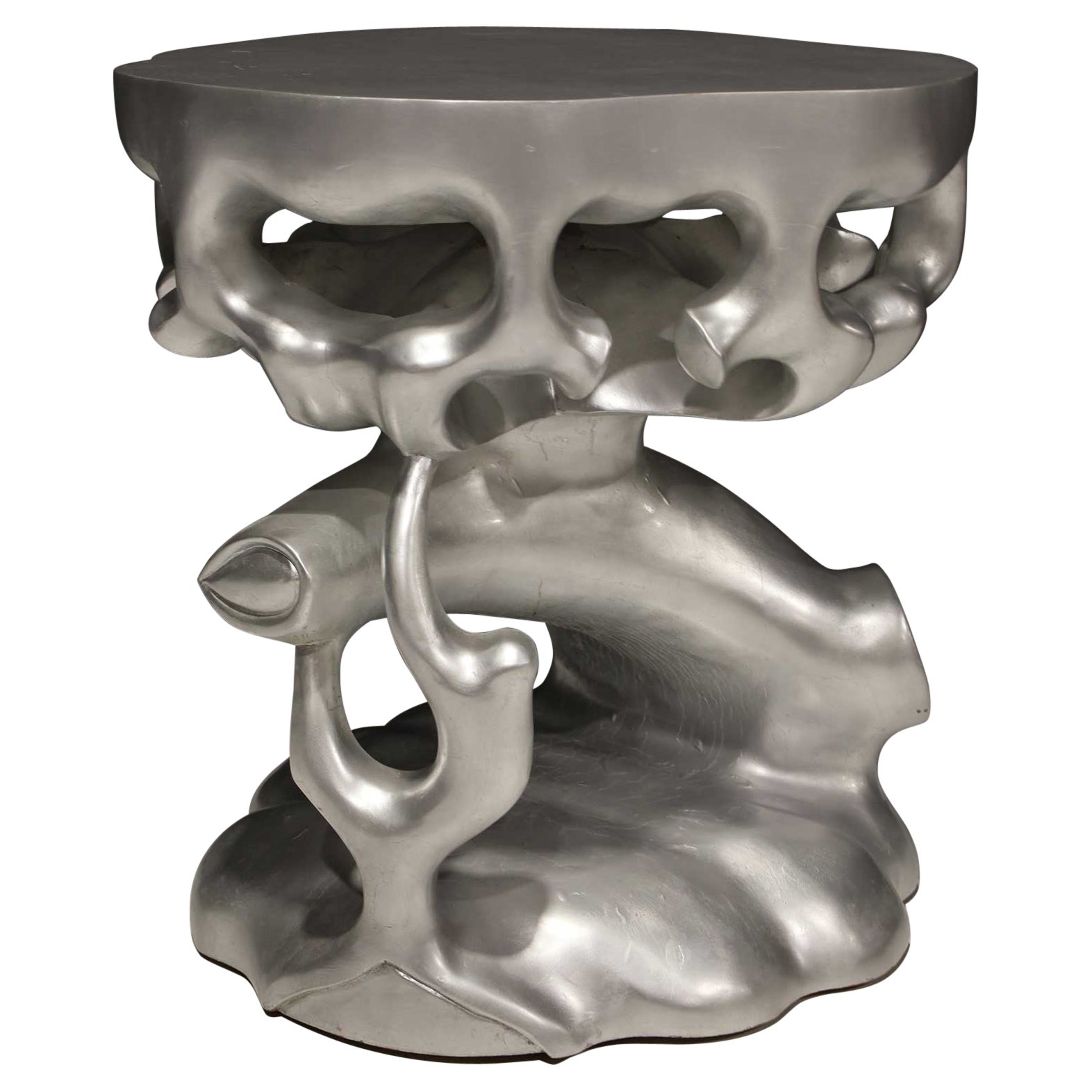 Scala Luxury Silver Leaf Truffle Trunk Side Table For Sale
