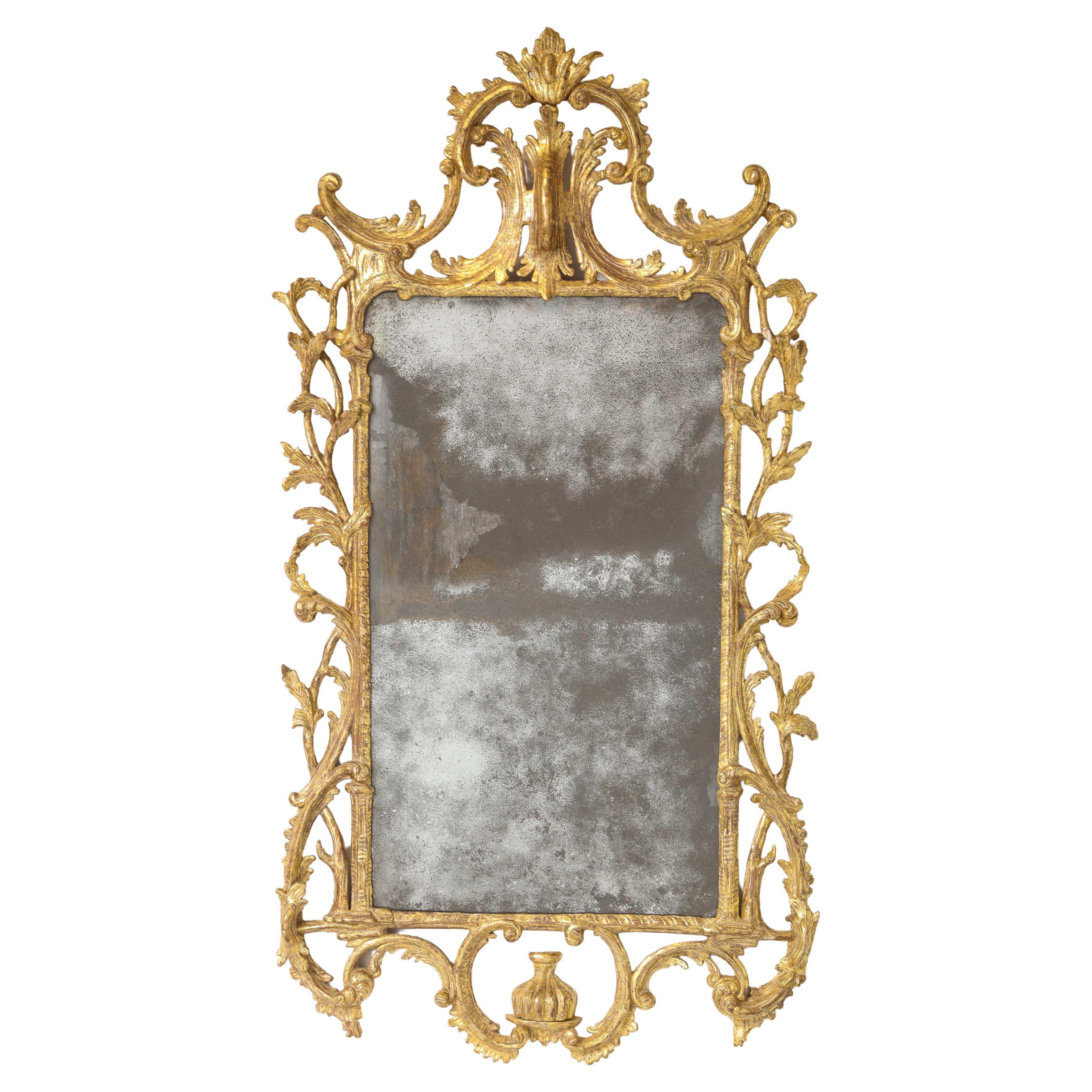 Georgian Rococo Giltwood Mirror For Sale