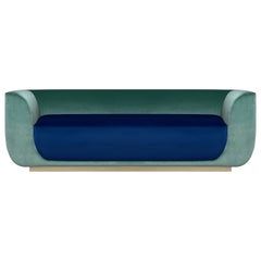 ABYSS Sofa in Mint and Ocean Blue Velvet