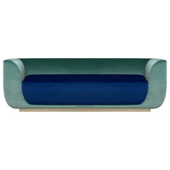 ABYSS Sofa in Mint and Ocean Blue Velvet