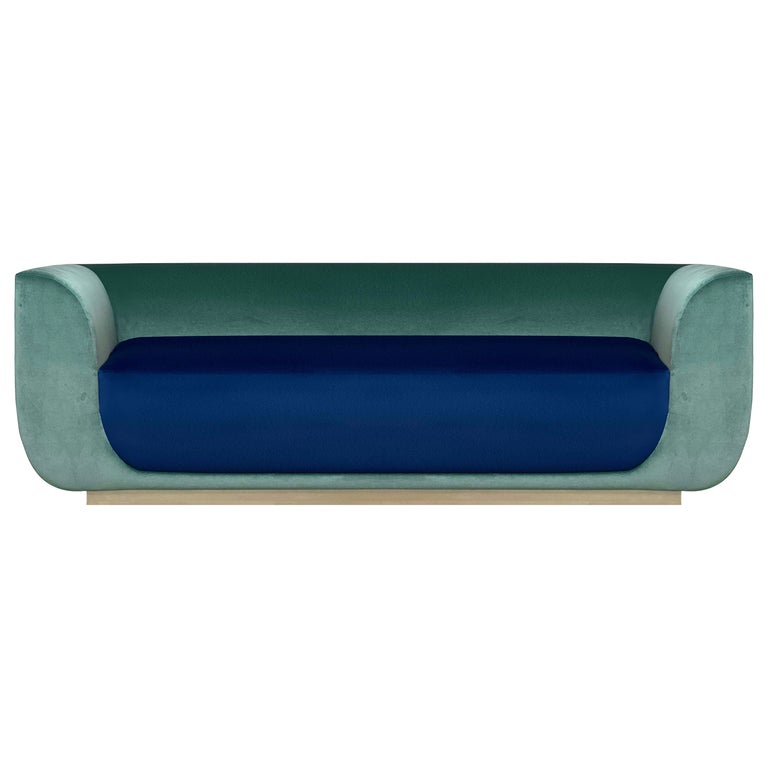 ABYSS Sofa in Mint and Ocean Blue Velvet For Sale at 1stDibs mint