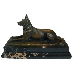 Antique German Shepherd Bronze Sculpture of Dog by Pierre Nicolas Tourgueneff