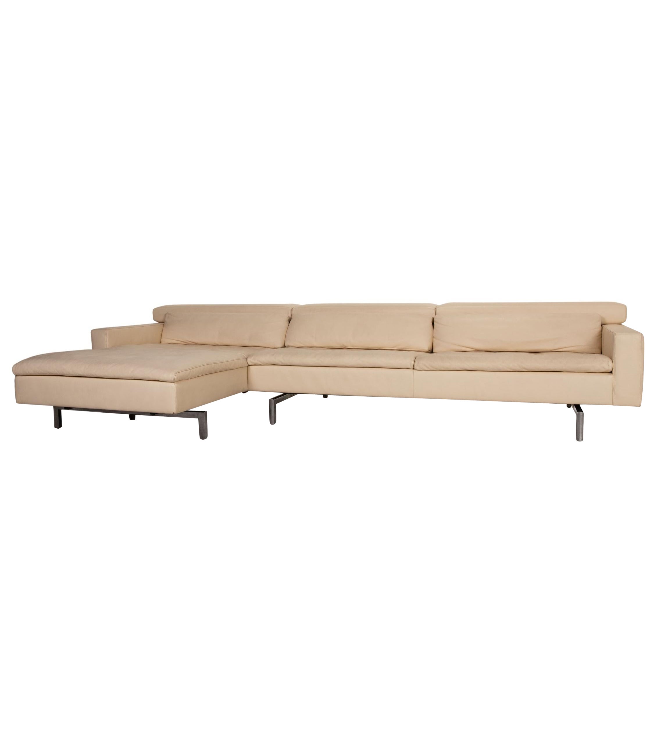 Sample Ring Leather Sofa Cream Corner Sofa For Sale at 1stDibs