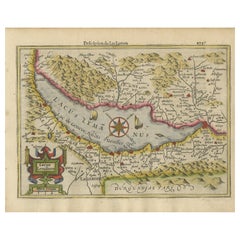 Magnifique carte originale gravée en cuivre du lac de Genève en Suisse, 1613