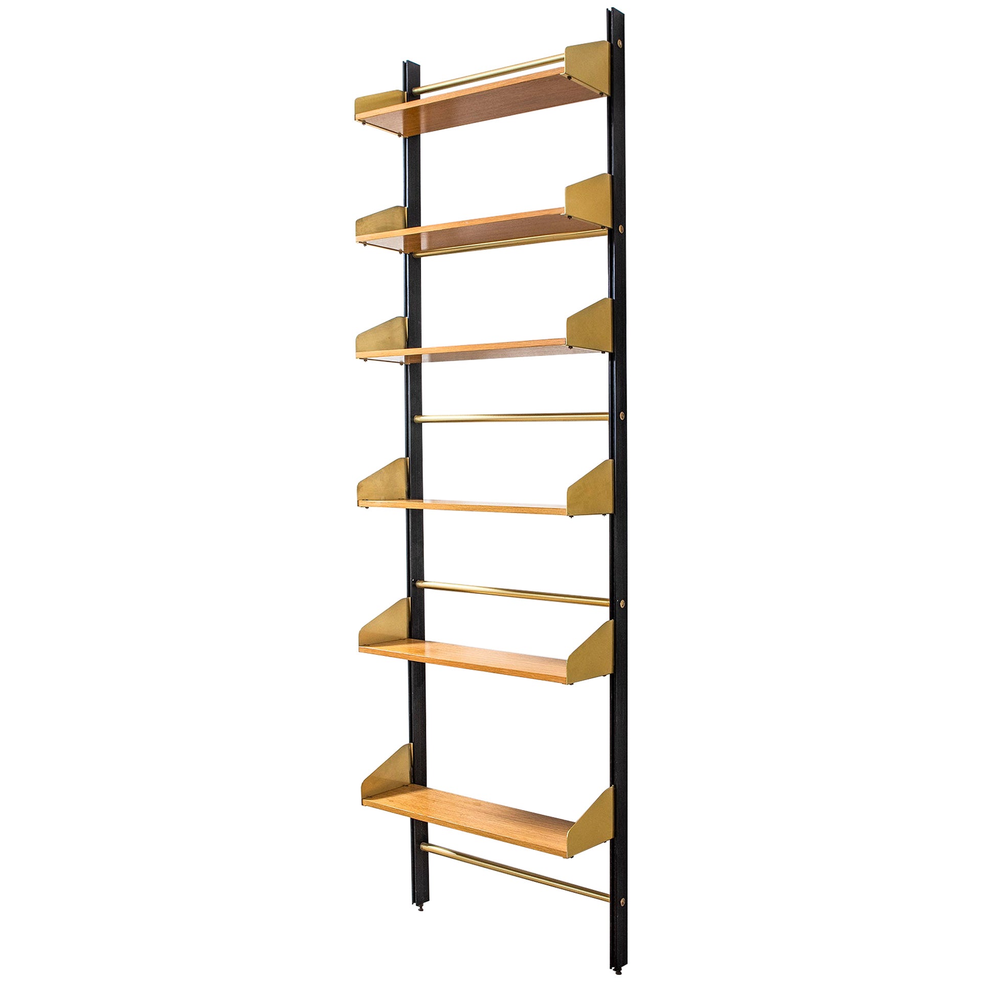 20th Century Bookcase Feal with Adjustable Shelves in Wood Structure in Metal