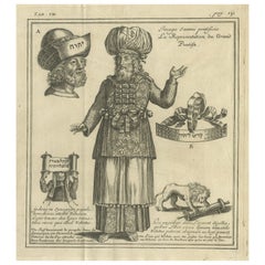 Gravure ancienne d'origine d'un prêtre juif, 1709