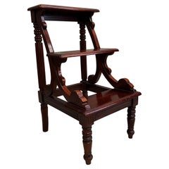 Vintage Mid-20th Centry old English library staircase, Mahogany