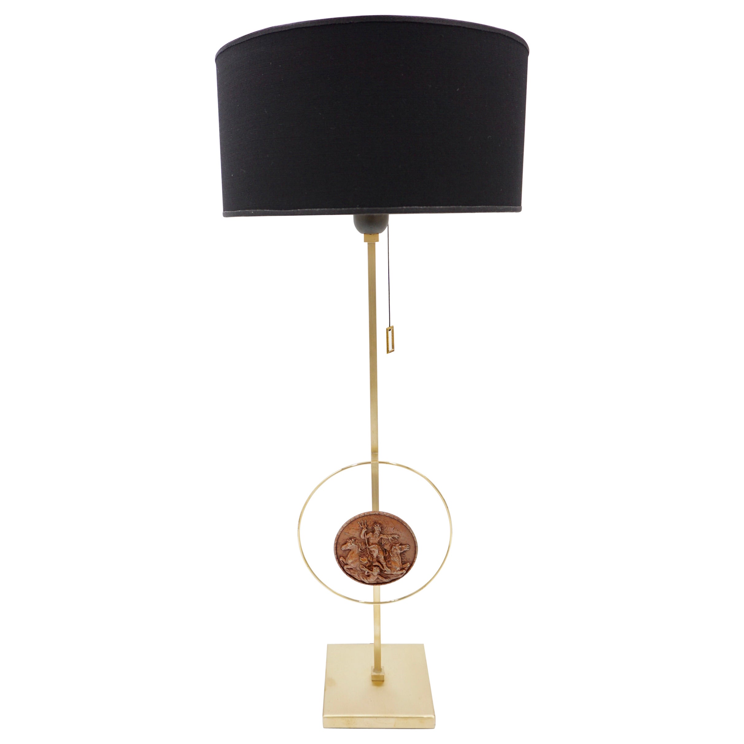 "Masterpieces of Light" Brass Table Lamp with Van Vianen Copper Sculpture XVII° For Sale