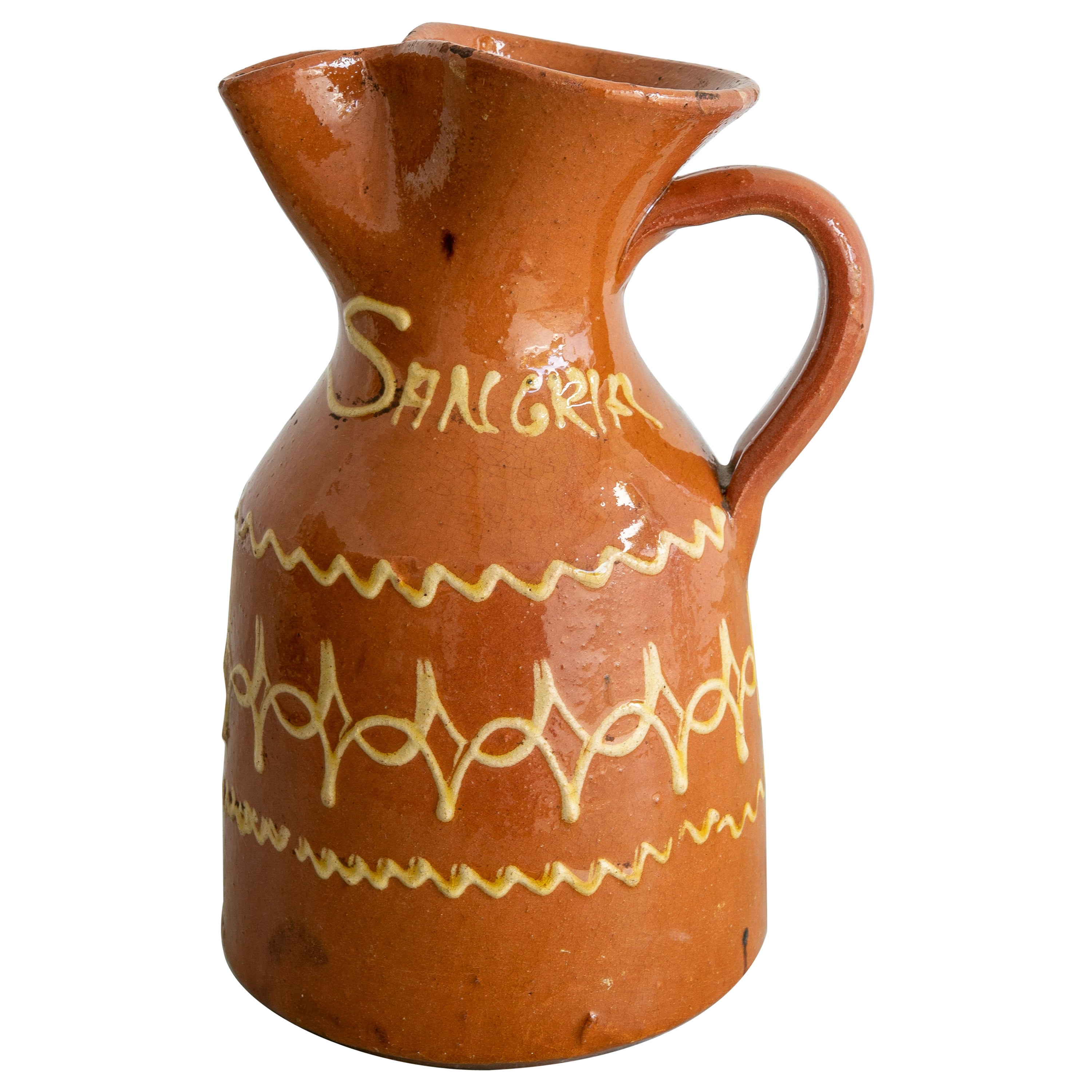 Pichet en céramique émaillée espagnole des années 1980 pour la boisson d'été Sangria