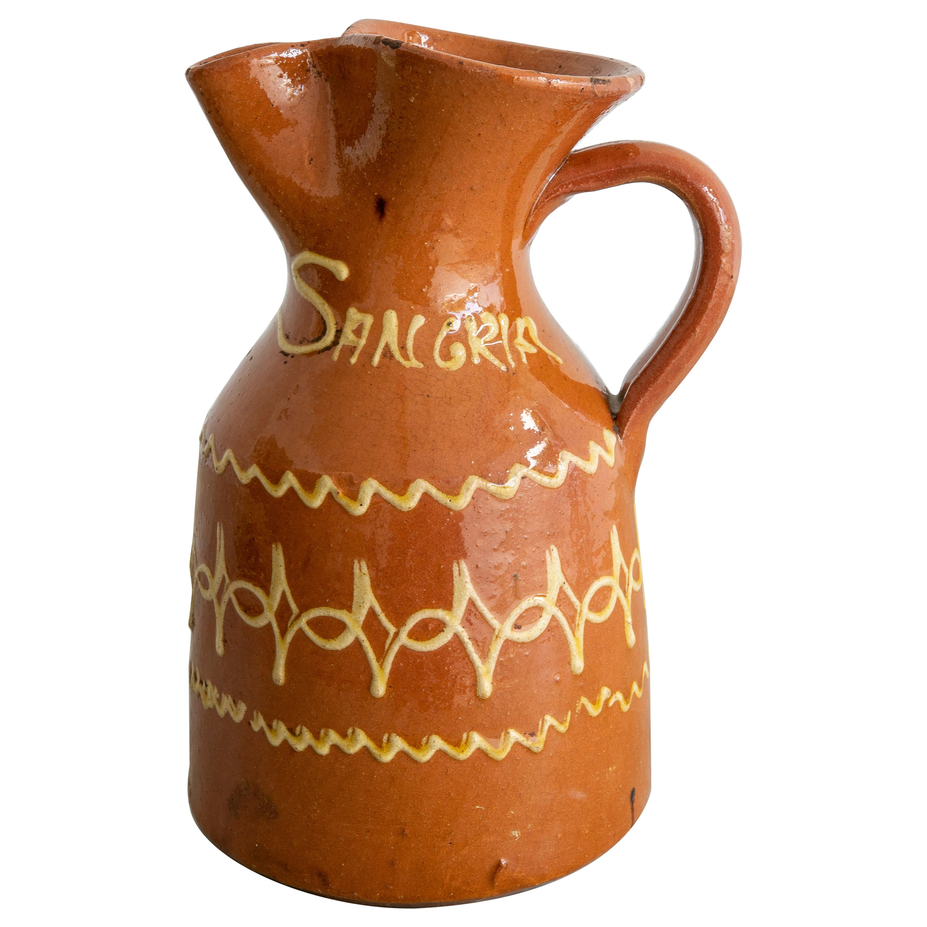 Brocca in ceramica smaltata spagnola degli anni '80 per bevanda estiva Sangria