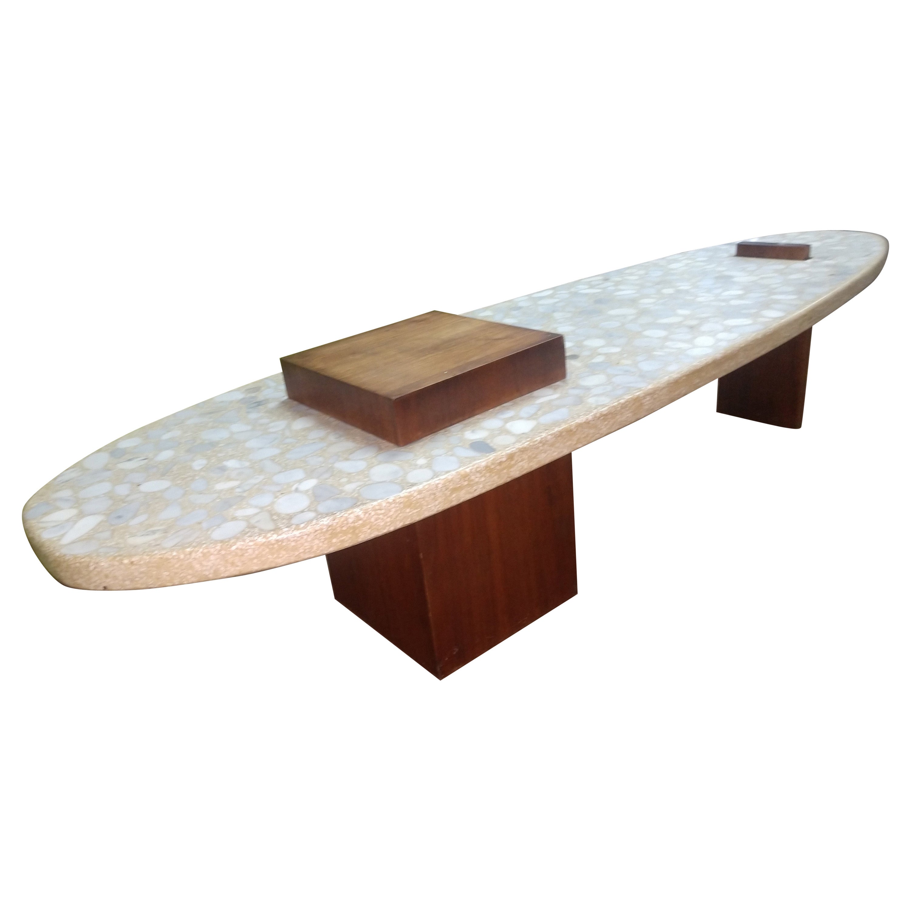 Mid-Century Modern Terrazzo Marble and Walnut Cocktail Table by Harvey Probber