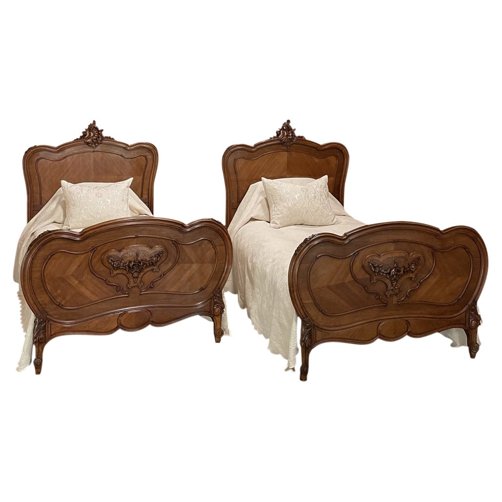 Pair 19th Century French Louis XV Walnut Twin Beds For Sale at 1stDibs | antique  twin bed frames for sale