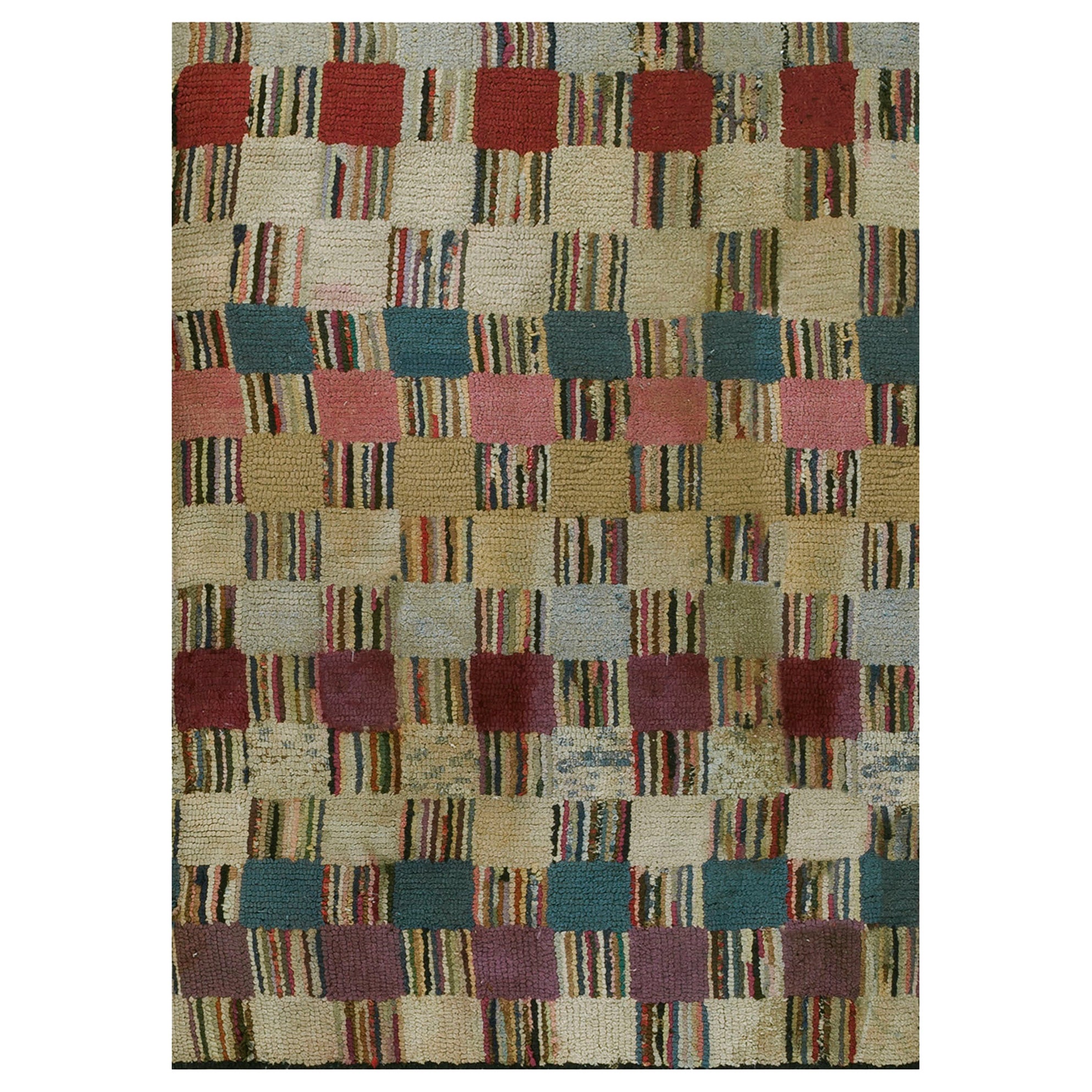 Antique American Hooked Rug 3'3" x 3'6" For Sale