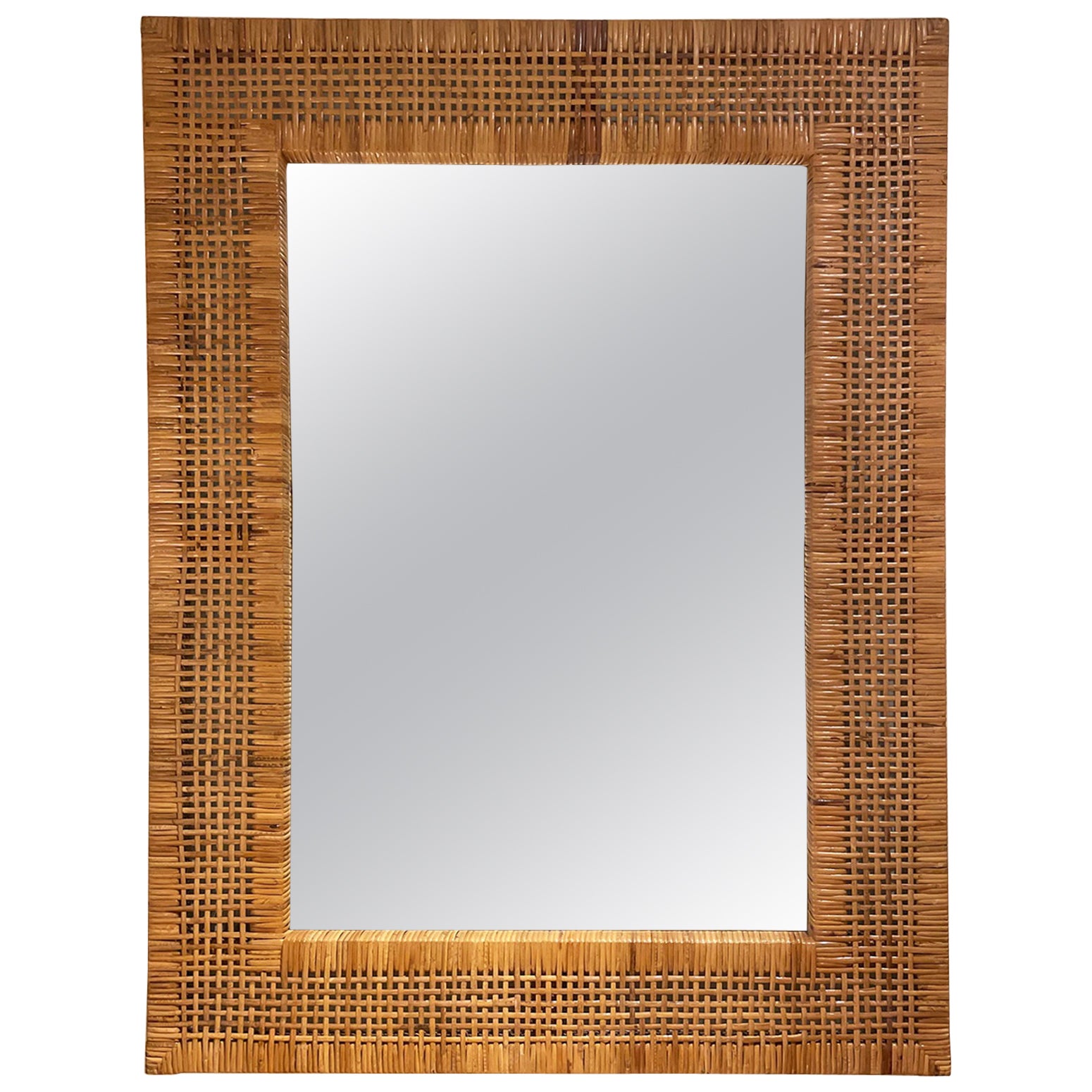 Large Rattan Wall Mirror For Sale at 1stDibs