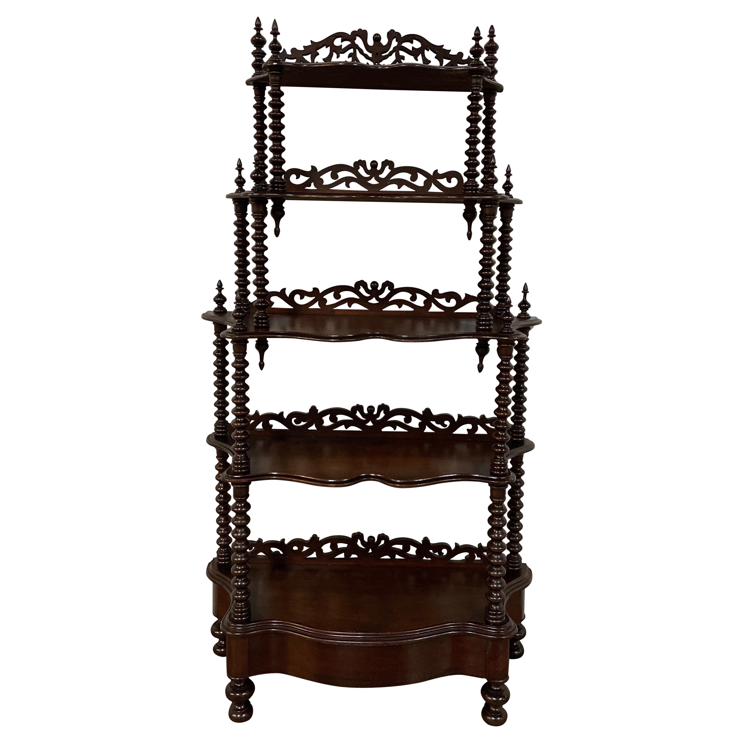 Antique 19th Century Walnut Barley Twist Bookcase Etagere For Sale at  1stDibs
