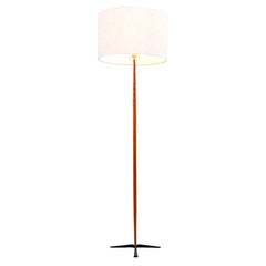 Danish Modern Teak Floor Lamp with Tripod Iron Base